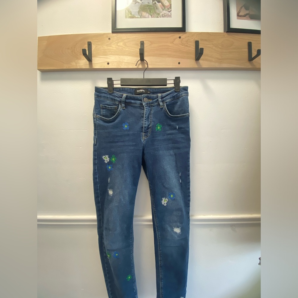 DESIGUAL embroidered skinny jeans size 38